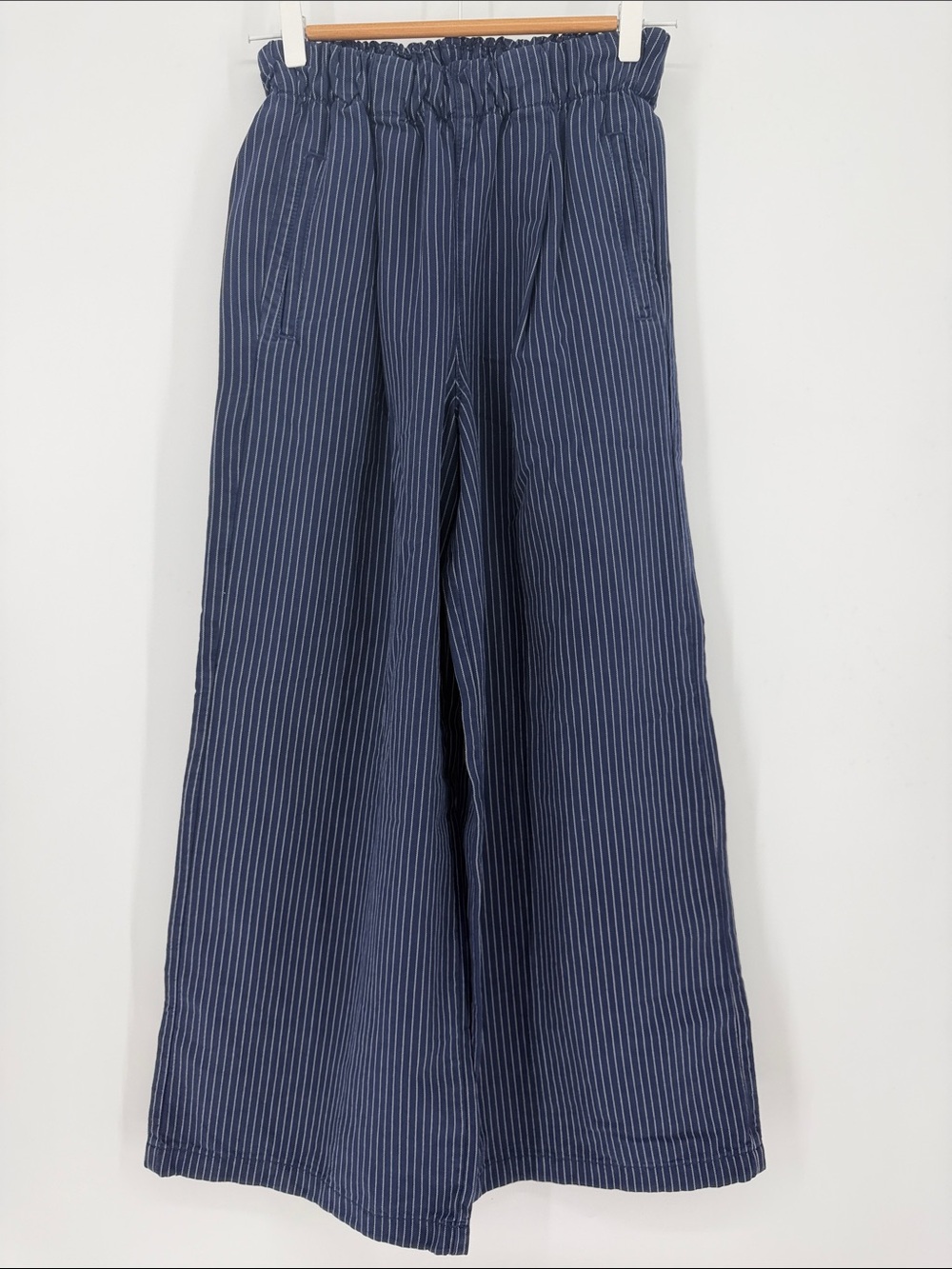 NWT Aerie XS Short Navy Pinstripe Wide Leg Trouser Pants